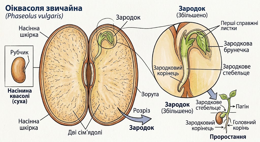 Будова насінини квасолі: детальний розбір та схема