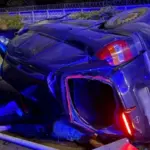 Місце падіння легкового автомобіля з мосту у Голосіївському районі Києва